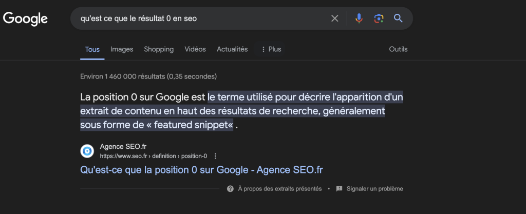 position 0 dans google
AEO
RÉFÉRENCEMENT NATUREL
